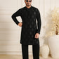 Snug Black Motifs Kurta Pajama – Men’s Festive Wear.