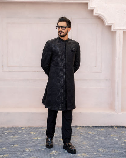 Black Embroidered Sherwani