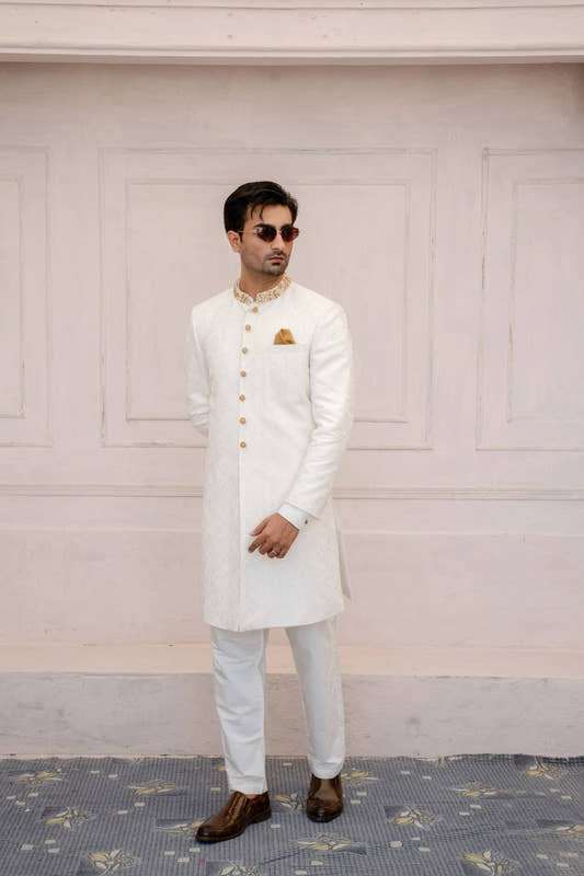 Paisley Hand Embroidered Sherwani by Snug - Snug