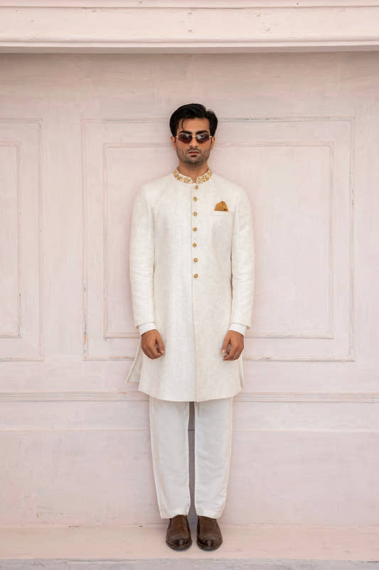 Paisley Hand Embroidered Sherwani by Snug - Snug