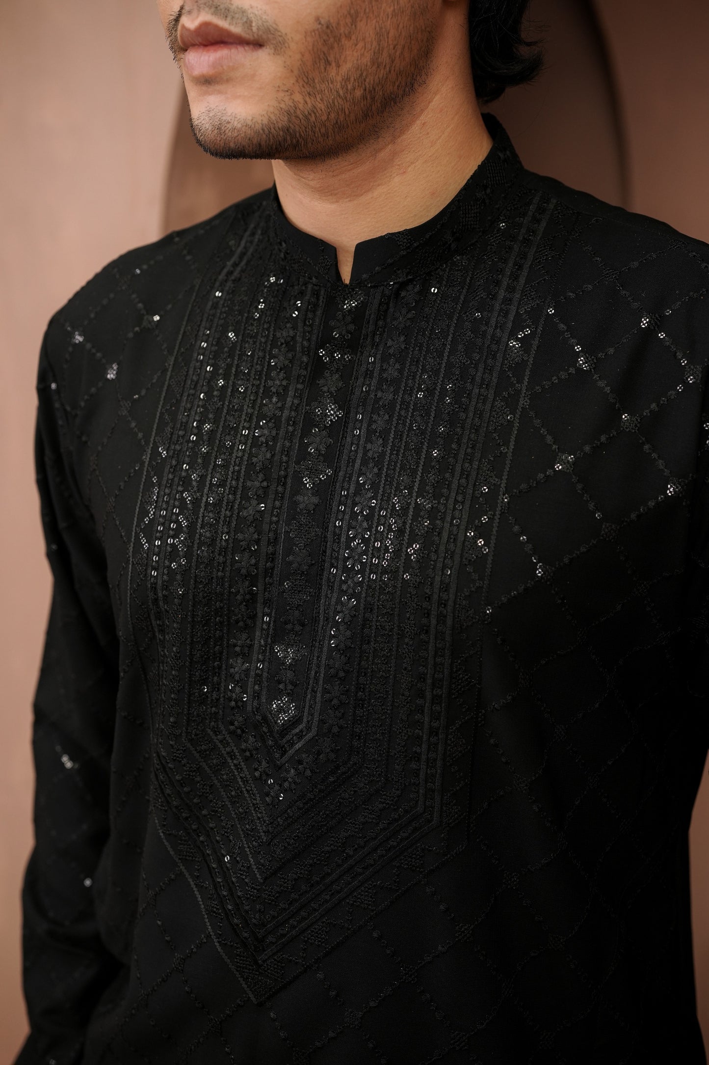 Black Sequin Kurta Trouser