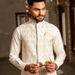 Chandi Warq - White Embroidered Waistcoat by Snug.