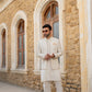 Majestic Alabaster: Snug's Embroidered Front Open Prince Coat