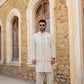 Majestic Alabaster: Snug's Embroidered Front Open Prince Coat