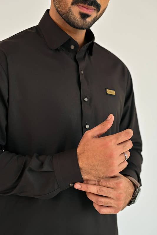 Dark Brown Kurta Shalwar - Snug