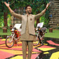 Cotton Silk Embroidered Patch K-Trouser with Silk Cross Stripes Open Waistcoat. - Snug