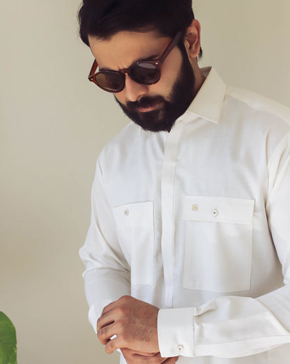 Frosty Elegance - Off-White Shalwar Kameez