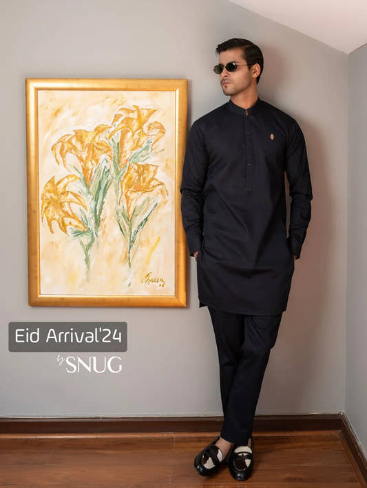 Mystic Midnight Ensemble: Snug's Egyptian Cotton Kurta & Trouser. - Snug
