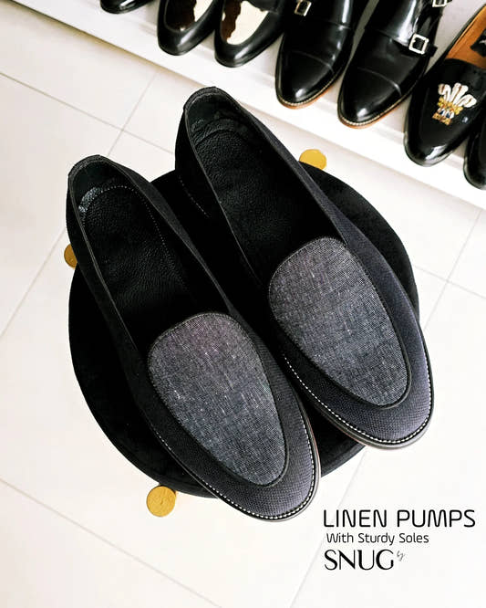 Linen Pumps with Sturdy Sole. - Snug