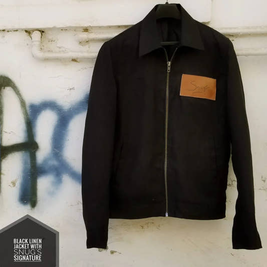 Black Linen Jacket with Snug's Signature - Snug