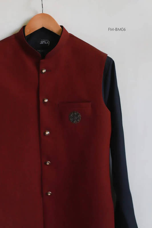Maroon Waistcoat with Metal buckle. - Snug