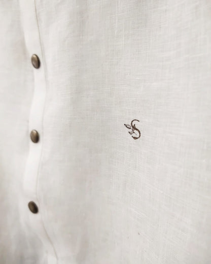 Irish Linen Shirt-Kurti With 'S' Chest Logo With Suede Waistcoat