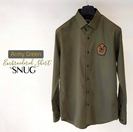 Army Green Embroidered Shirt - Snug