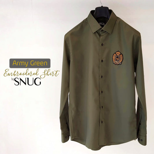 Army Green Embroidered Shirt