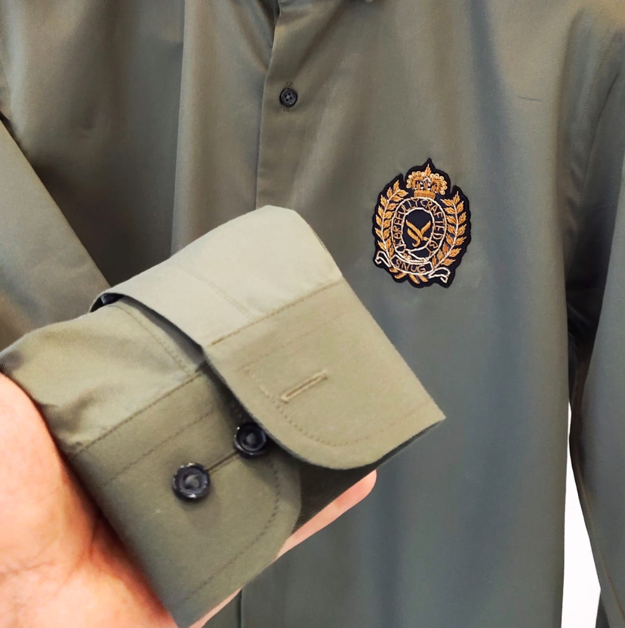 Army Green Embroidered Shirt