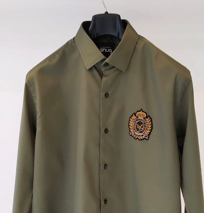 Army Green Embroidered Shirt