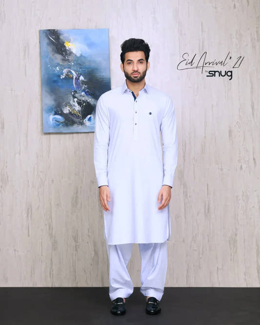 Sky Blue Egyptian Cotton Qamiz Shalwar - Snug