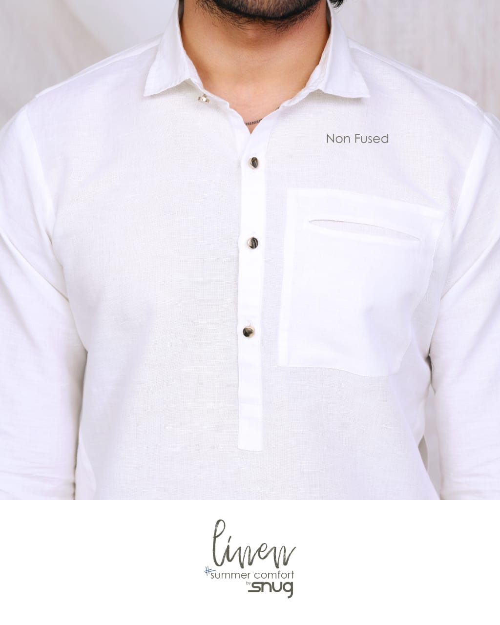 Non Fused Shirt Collar Linen Kurta Trouser.