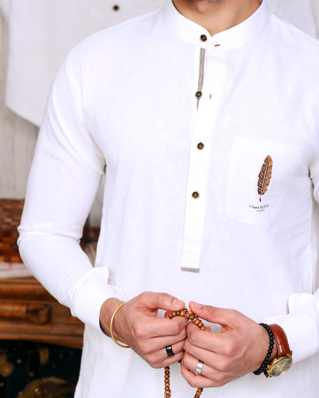 Feather Kurta Trouser And Waistcoat