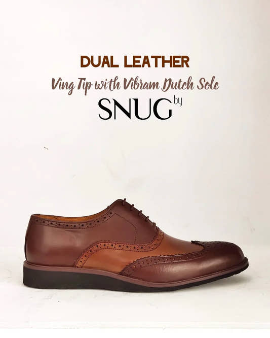 Dual Leather Wing tip With Vibram Dutch Sole - Snug