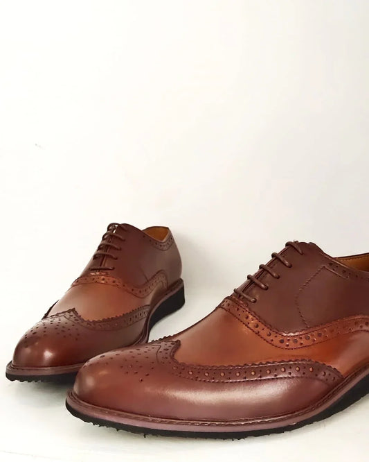 Dual Leather Wing tip With Vibram Dutch Sole - Snug