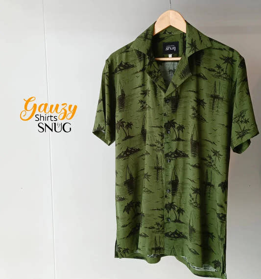 Army-Green Gauzy Shirt - Snug