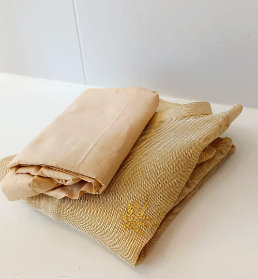 Gold Net Kurta Trouser With Leaf Waistcoat - Snug
