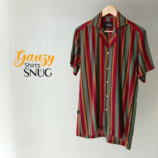 STRIPED MAROON GAUZY SHIRT - Snug