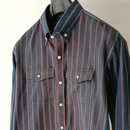 MULTI-STRIPED DENIM SHIRT