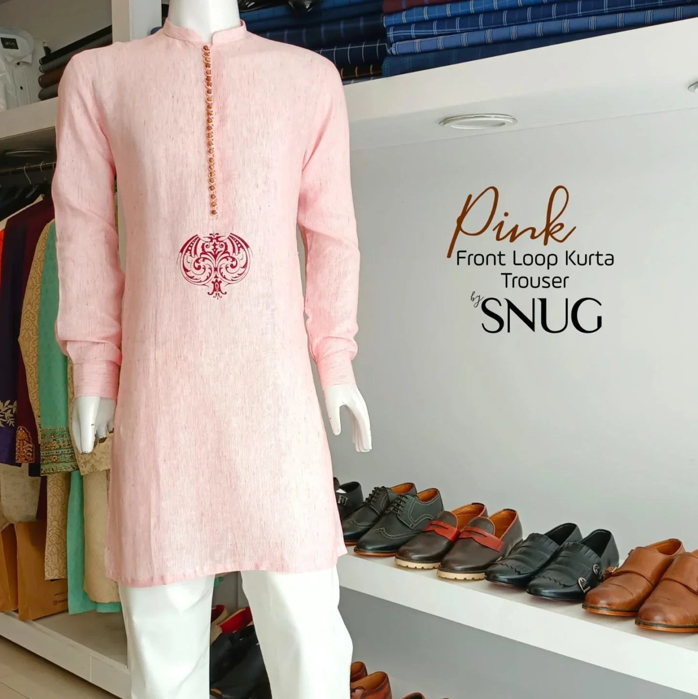 Textured Linen Loops Kurta Trouser - Snug