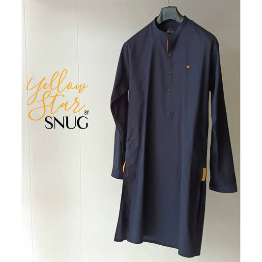 Yellow Star - Blue Egyptian Cotton Kurta Trouser - Snug