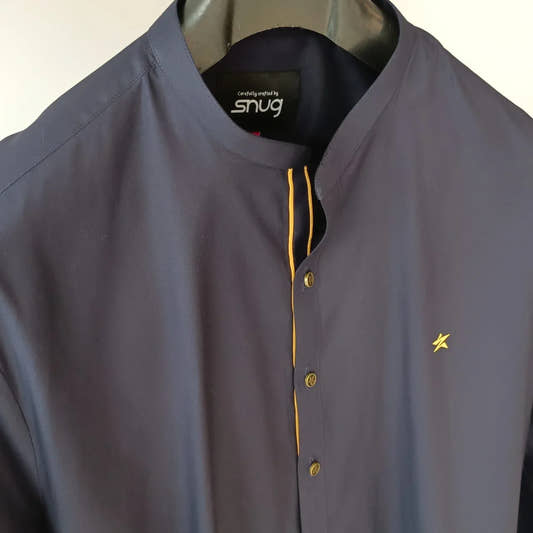 Yellow Star - Blue Egyptian Cotton Kurta Trouser - Snug