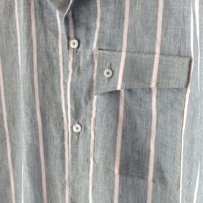 Grey with Pink Stripes Linen