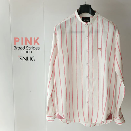 Pink Broad Stripes Linen Shirt