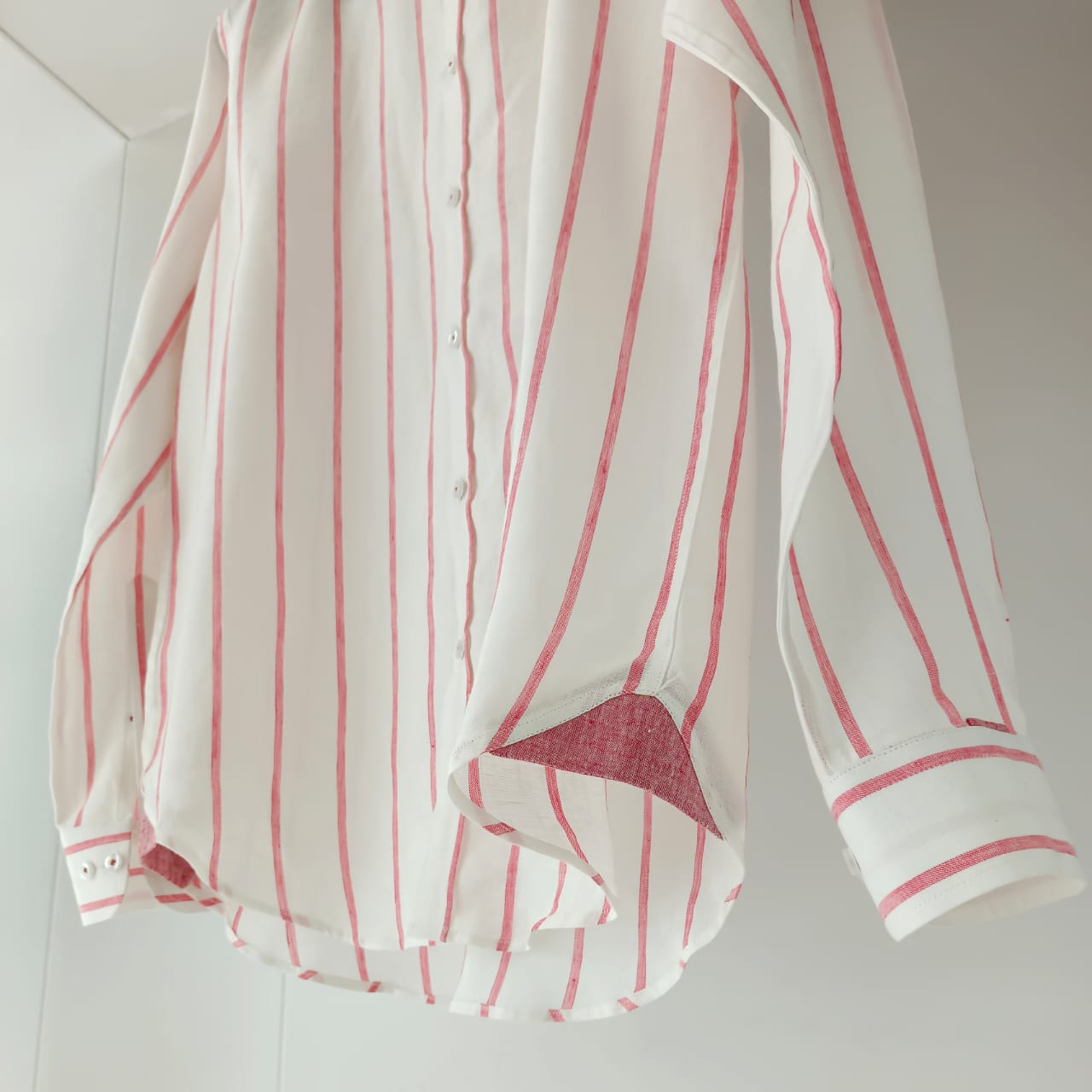 Pink Broad Stripes Linen Shirt