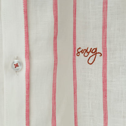 Pink Broad Stripes Linen Shirt