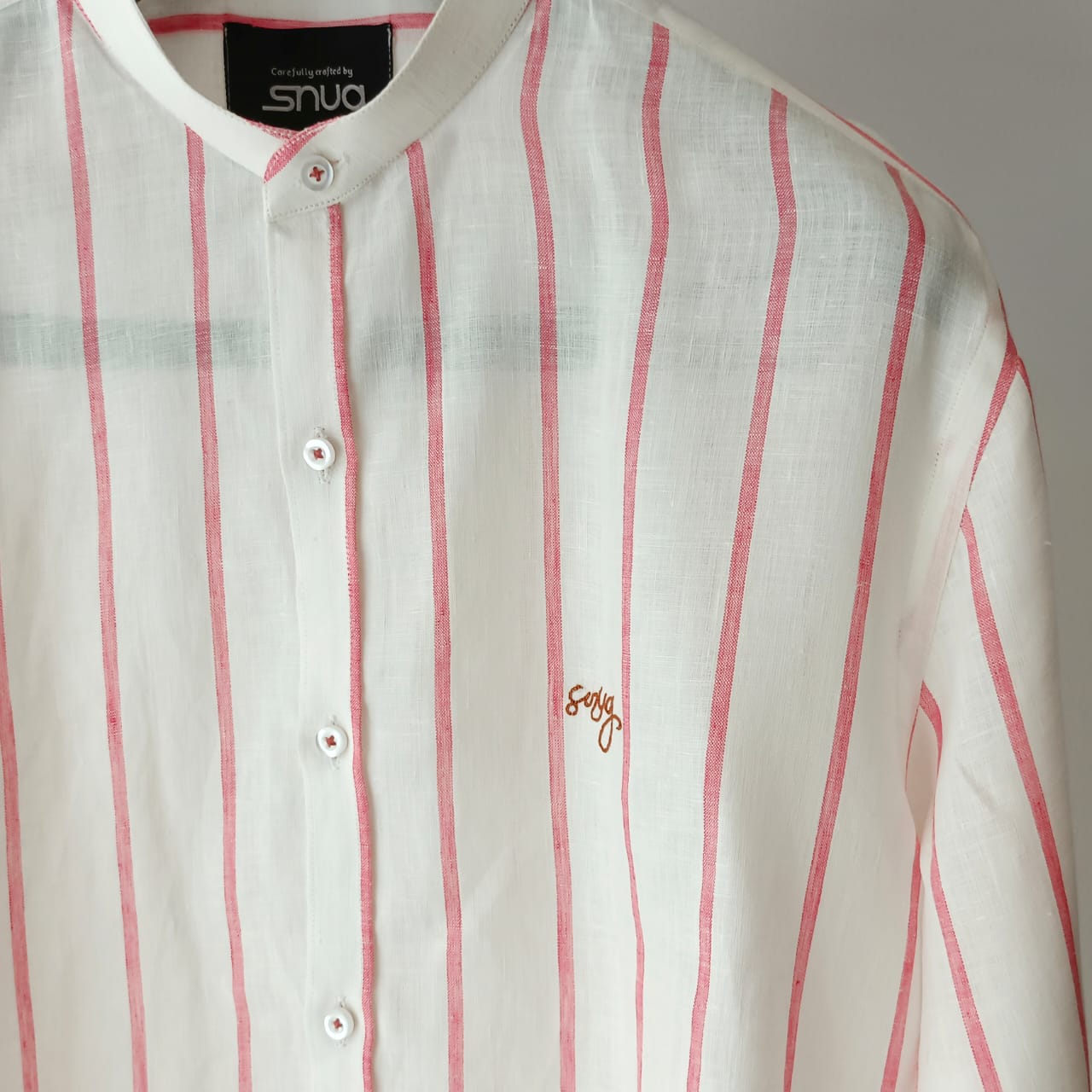 Pink Broad Stripes Linen Shirt