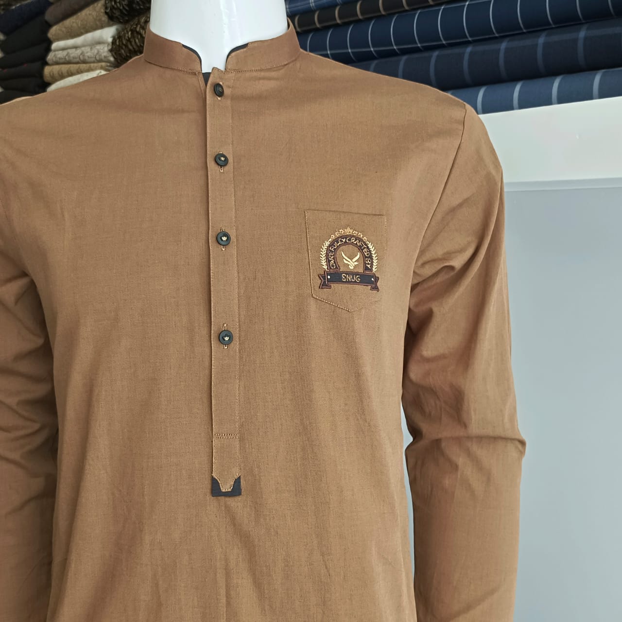 Coffee Embroidered Kurta Trouser