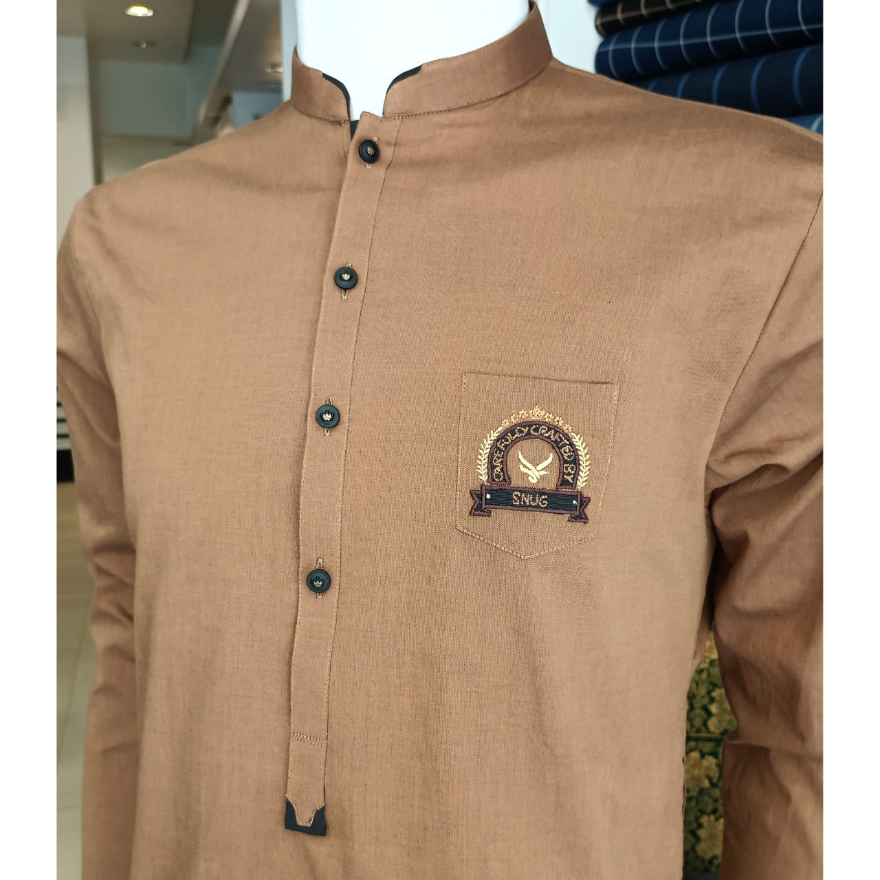 Coffee Embroidered Kurta Trouser