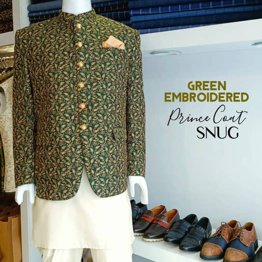 Green Embroidered Prince Coat. - Snug
