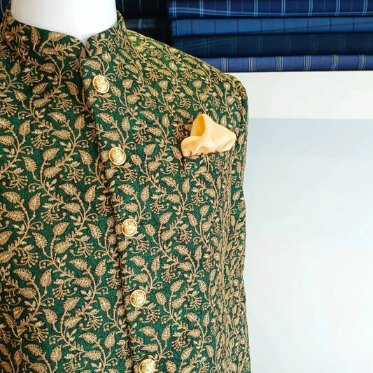 Green Embroidered Prince Coat. - Snug