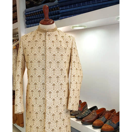 Golden Hand Embroided Sherwani - Snug