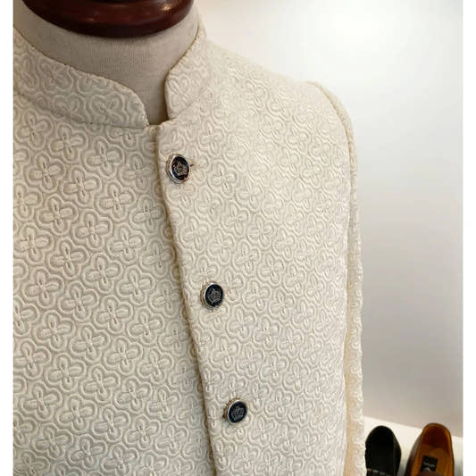 Embroidered Silk Short & Cut Sherwani - Snug
