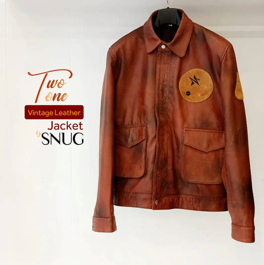 Two Toned Real Leather Jacket By Snug - Snug