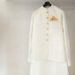 White Embroidered Paisleys Waistcoat with Kurta Trouser. - Snug