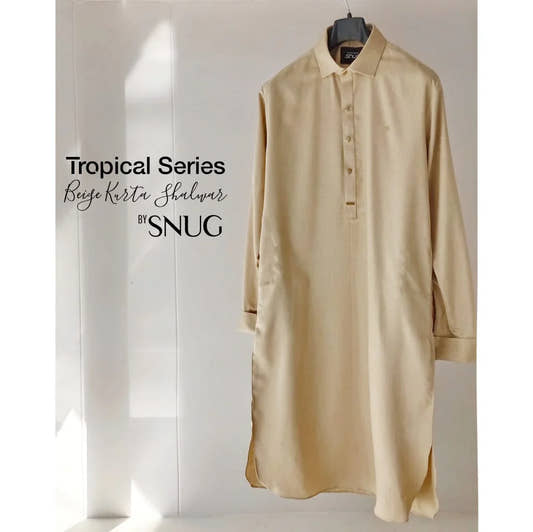 Beige Tropical Kurta Shalwar - Snug