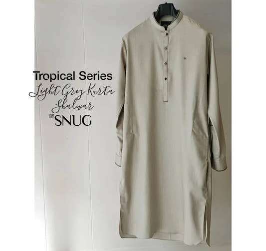 Light Grey Tropical Kurta Shalwar - Snug