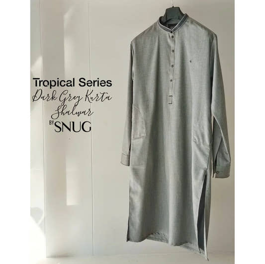 Dark Grey Tropical Kurta Shalwar - Snug