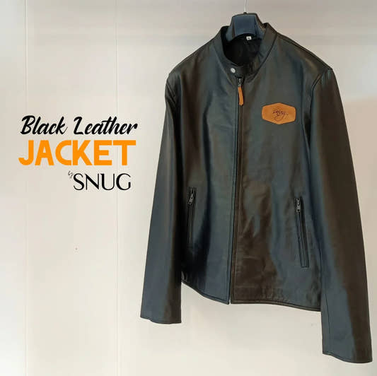 Black Leather Jacket By Snug - Snug