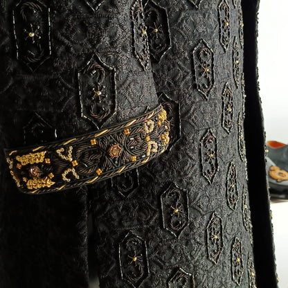 Black Hand Embroidered Sherwani by Snug.